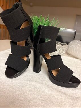 Black Strappy Block Heels